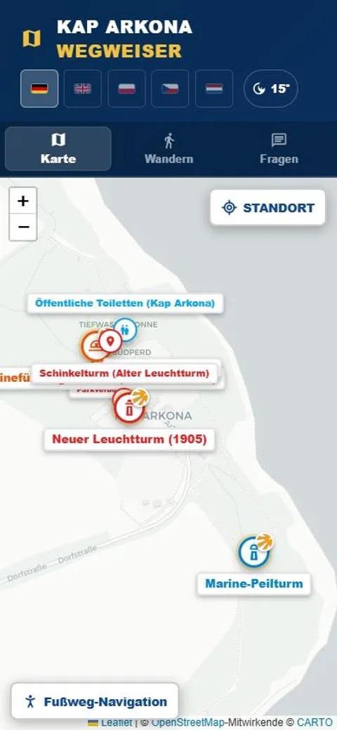 Screenshot des echten Kap-Arkona-Wegweisers